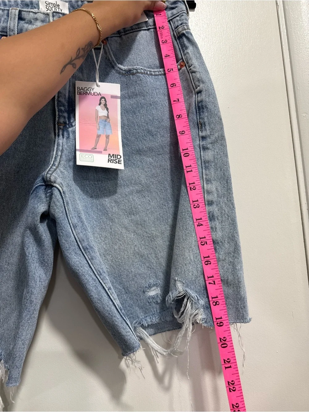 NWT Light Blue Mid-Rise Baggy Denim Bermuda Shorts